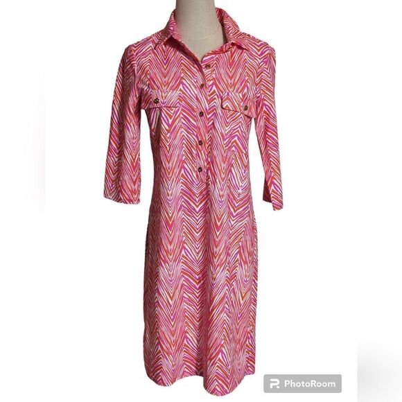 Jude Connally Pink and Orange Shirt Dress - Picture 1 of 7